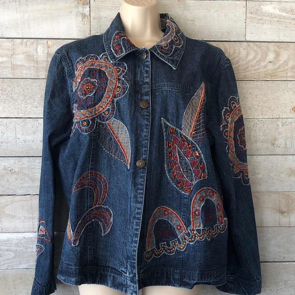 Coldwater Creek Dark Blue Jean Jacket Petite